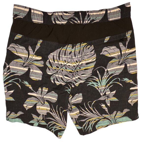 Mens Medium Speedo Tropical Black Floral Swim Board Shorts Surf Tech Volley - Picture 4 of 9